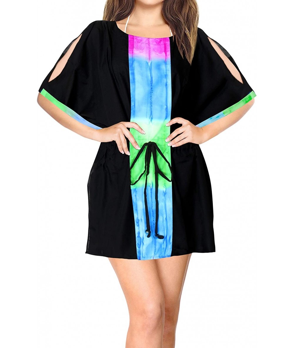 Cover-Ups Women's Rayon Beach Cover up Swimsuit Kimono Cardigan with Bohemian Floral Print - Halloween Black_b172 - CZ1806484...