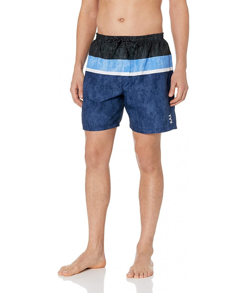 Racing Mens Horizon Atlantic Swim Short - Black White Blue - CS18K7KXLR5 $61.89