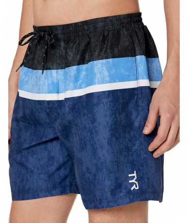 Racing Mens Horizon Atlantic Swim Short - Black White Blue - CS18K7KXLR5 $61.89