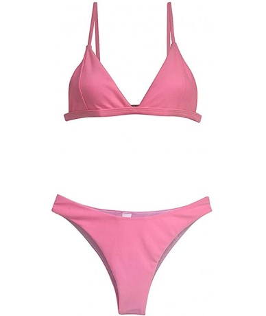 Tankinis Sexy Womens High Waist Bandage Bikini Set Swimwear Beach Swimsuit - C-pink - C1195888ZMI $21.15