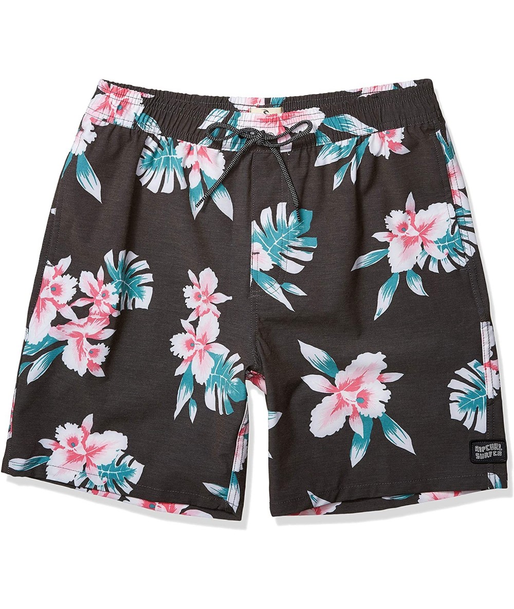 Board Shorts Men's Easy Livin Volley - Black - CE18KWQ9ARU $56.99