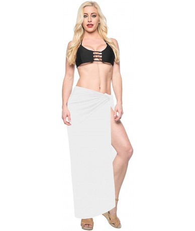 Cover-Ups Womens One Size Swimwear Pareo Sarong Bikini Coverups Wrap Embroidered - Ghost White_g147 - CL126C6IYKZ $27.16