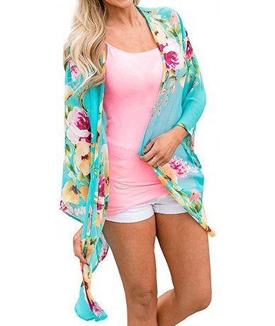 Cover-Ups Kimono for Womens- Fashion Cover Blouse Tops Print Beach Smock Cardigans - 5002green - CK18T02QQZA $29.35