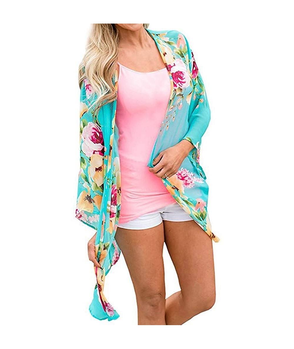 Cover-Ups Kimono for Womens- Fashion Cover Blouse Tops Print Beach Smock Cardigans - 5002green - CK18T02QQZA $29.35