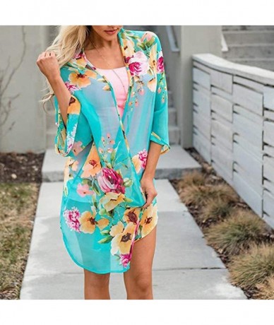 Cover-Ups Kimono for Womens- Fashion Cover Blouse Tops Print Beach Smock Cardigans - 5002green - CK18T02QQZA $29.35