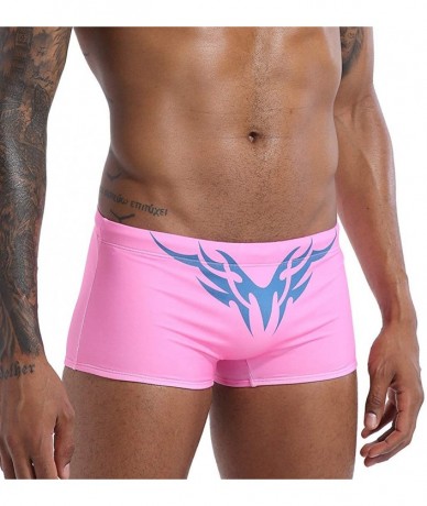 Racing Mens Sexy Swim Briefs Square Leg Swimsuit Swimwear with Pad - Pink-1 - CZ194UEMH76 $37.31