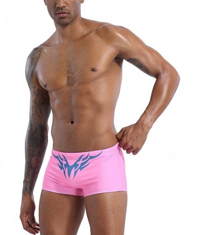 Racing Mens Sexy Swim Briefs Square Leg Swimsuit Swimwear with Pad - Pink-1 - CZ194UEMH76 $37.31