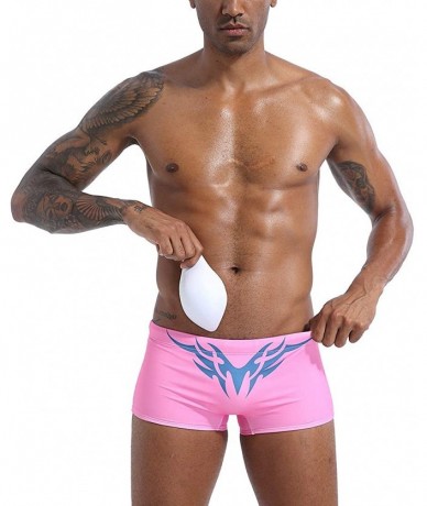 Racing Mens Sexy Swim Briefs Square Leg Swimsuit Swimwear with Pad - Pink-1 - CZ194UEMH76 $37.31