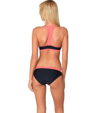 Sets Racerback Bikini Set Push Up Underwire Sports Bra Athletic Top Beachwear - Black - CQ1833Q3WLL $45.87