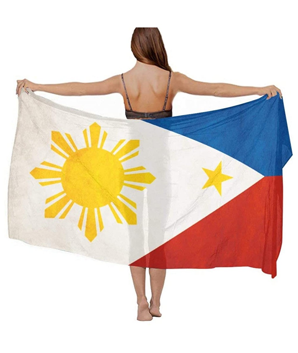 Cover-Ups Women Girl Beach Bikini Cover Up Chiffon Sarong Fashion Scarf Shawl Wrap - Flag of the Philippines - CH190HIM43H $4...