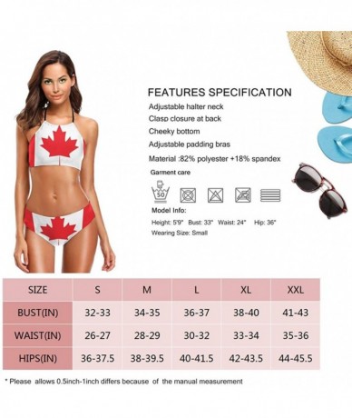 Sets Canada Flag 2 Piece Swimsuits High Neck Bandage Bathing Bikini Sets for Women Girls Beachwear - Canada Flag - CT195ZT7LW...