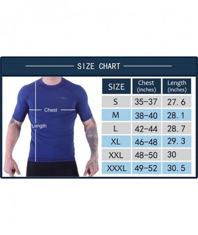 Rash Guards Mens Short Sleeve Rash Guard Swim Shirt Quick Dry Athletic Surfing Tops UPF 50+ - Bodega Blue - C718EXZXI72 $33.36