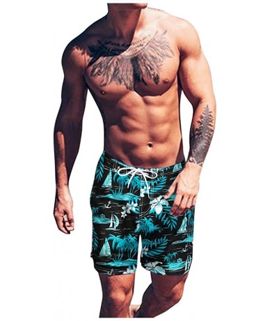 Board Shorts Men's Beach Shorts Quick Dry Waterproof Sports Shorts Bathing Suit Swim Trunks 2018 on - C - Sky Blue - CG196OH8...