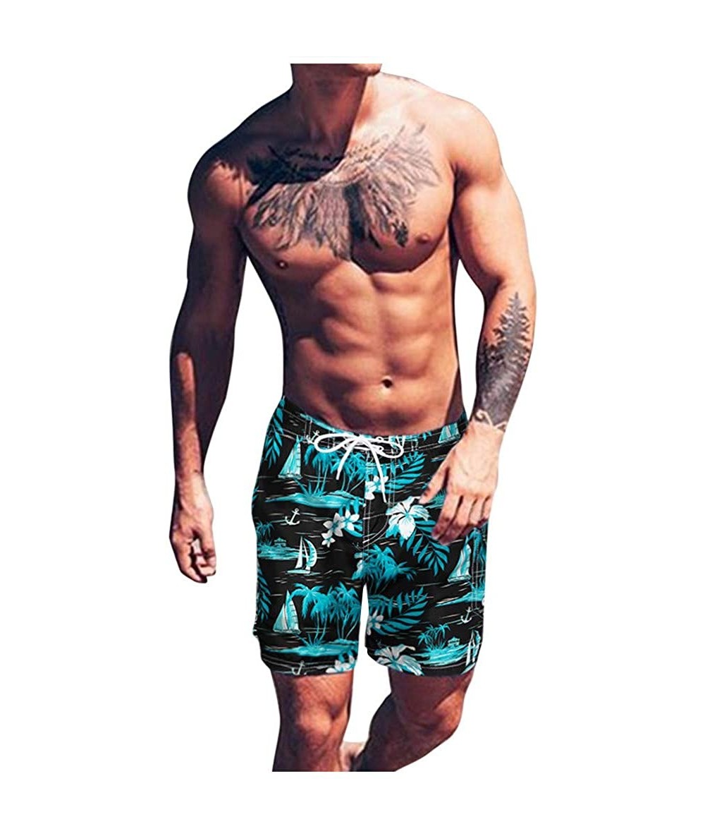 Board Shorts Men's Beach Shorts Quick Dry Waterproof Sports Shorts Bathing Suit Swim Trunks 2018 on - C - Sky Blue - CG196OH8...