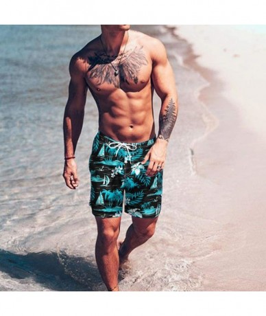 Board Shorts Men's Beach Shorts Quick Dry Waterproof Sports Shorts Bathing Suit Swim Trunks 2018 on - C - Sky Blue - CG196OH8...