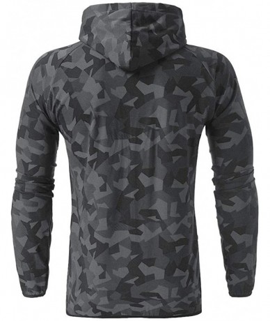 Racing Mens Camouflage Print Zipper Hoodies Casual Long Sleeve Hooded Sweatshirt Drawstring Slim Fit Sport Outwear - Black - ...