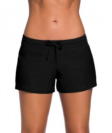 Bottoms Women Lace Crochet Swim Skirt Bikini Bottom Swimsuit Board Shorts Skort Swimdress - Black 1 - CC18U6YRUA0 $31.32