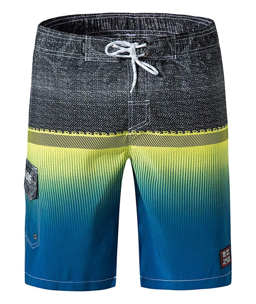 Board Shorts Men Swim Trunks Summer Casual Board Short with Mesh Lining - Yellow - CK18Q75AQIA $45.89