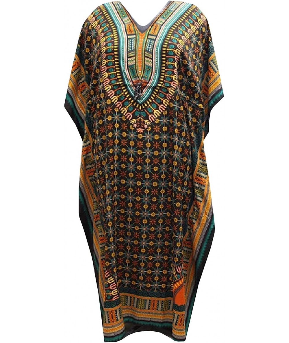 Cover-Ups Casual Kaftan Dresses for Women African Long Beach wear moomoo Plus Size Boho Caftan Lounger Cover ups - Black T Gr...