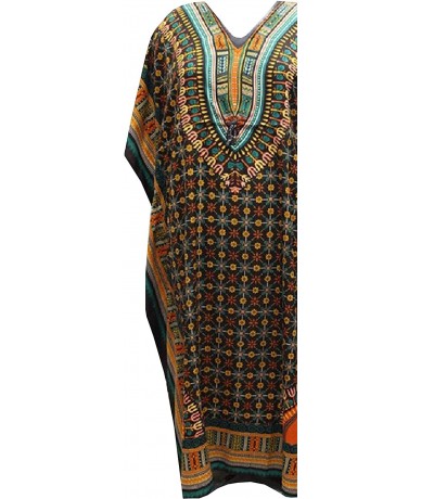 Cover-Ups Casual Kaftan Dresses for Women African Long Beach wear moomoo Plus Size Boho Caftan Lounger Cover ups - Black T Gr...