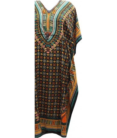 Cover-Ups Casual Kaftan Dresses for Women African Long Beach wear moomoo Plus Size Boho Caftan Lounger Cover ups - Black T Gr...