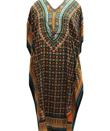 Cover-Ups Casual Kaftan Dresses for Women African Long Beach wear moomoo Plus Size Boho Caftan Lounger Cover ups - Black T Gr...