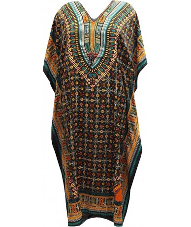 Cover-Ups Casual Kaftan Dresses for Women African Long Beach wear moomoo Plus Size Boho Caftan Lounger Cover ups - Black T Gr...