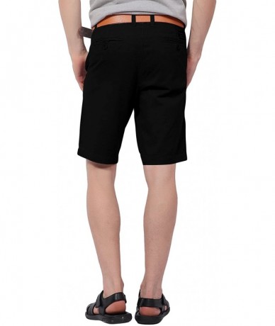 Board Shorts Men's Chino Shorts 10" Inseam Slim-Fit Flat-Front Twill Work Short PH-01 - Black - CN12IQG80WV $25.00