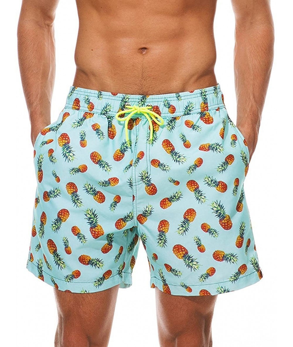 Board Shorts Men's Swim Trunks Quick Dry Beach Shorts Bathing Suit with Swimwear Mesh Lining - Pineapple - C6180RHTGTN $41.85