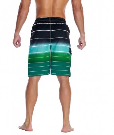 Board Shorts Men's Beachwear Summer Holiday Swim Trunks Quick Dry Striped - Green - CI182T26OQA $31.31