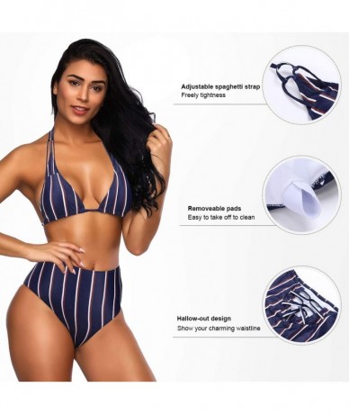 Sets Women's Bathing Suit Adjustable Spaghetti Strap Two Pieces Swimsuit Criss Cross Bikini Set - Blue - CV19C4068DI $65.87