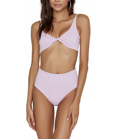 Bottoms Women's Seamless Moderate Coverage High Waist Bottom - Lilac - CL18T2ED7AS $58.66