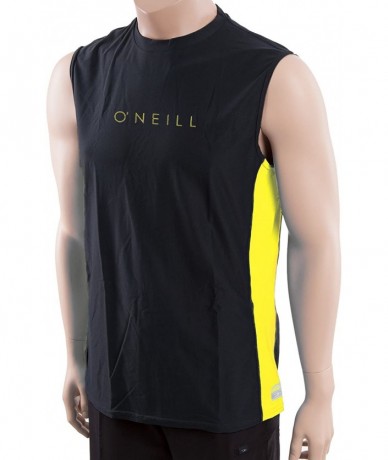 Rash Guards Men's 24/7 sleeveless Loose fit- breathable shirt- 30+ SPF - Black/Yellow (4248c) - C211YN87GBD $63.22