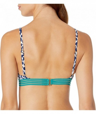 Tops Women's Bralette Bikini Swim Top - Navy Print - C618ZRIQRIY $22.12