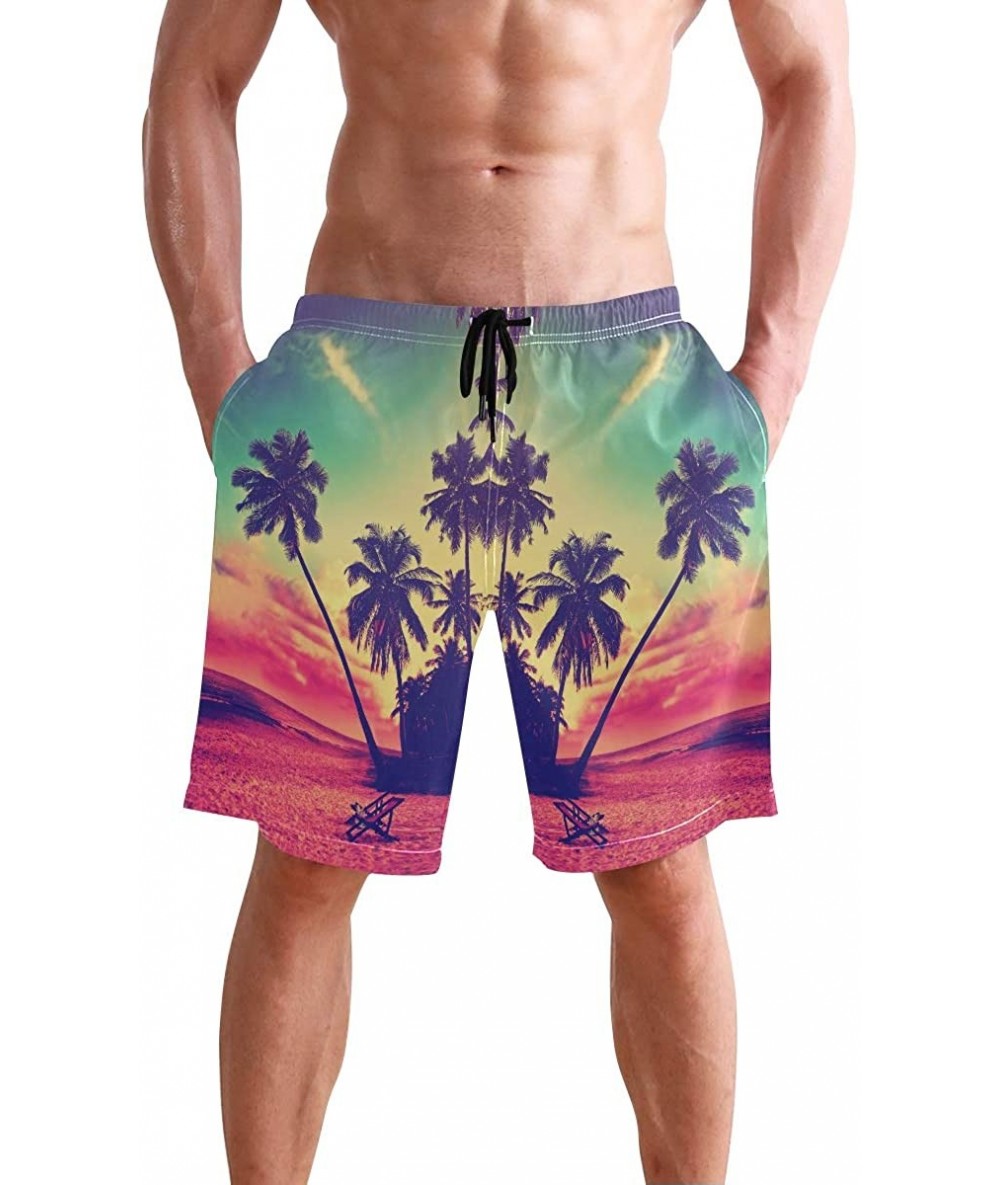 Board Shorts Shark Hawaiian Summer Men's Shorts Classic Fit Swim Trunks Beach Swimwear - Multi4 - CT18R9RKAHH $41.21