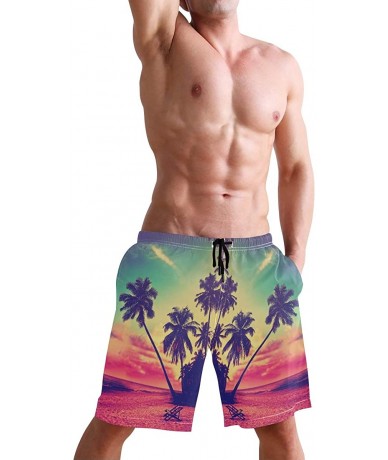 Board Shorts Shark Hawaiian Summer Men's Shorts Classic Fit Swim Trunks Beach Swimwear - Multi4 - CT18R9RKAHH $41.21