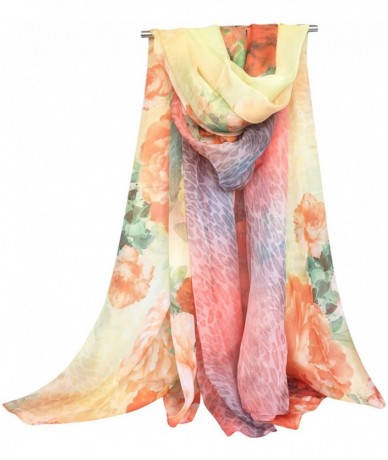 Cover-Ups Kimono Cardigan for Women Flowers Summer Kimono Top Beach Sundress Shawl - Yellowa - CO12DRMQUPN $16.84