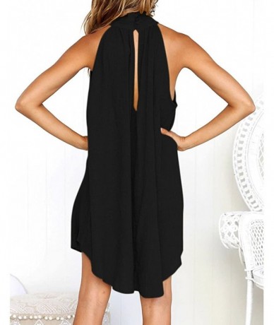 Cover-Ups Womens Sleeveless Dress Ladies Girls Summer Halter High Neck Irregular Dress Holiday Beach Party Dresses Vestidos B...