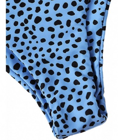 Sets Women's Sexy Bikini Swimsuit Tie Knot Front Leopard Print Swimwear Set - Leoprad-blue - C318R2H0XLM $43.42