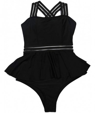 Sets Women's High Waisted Swimsuits Bikini 2PCS Bandage Strap Bathing Suit - Black - C119774L7IE $44.19