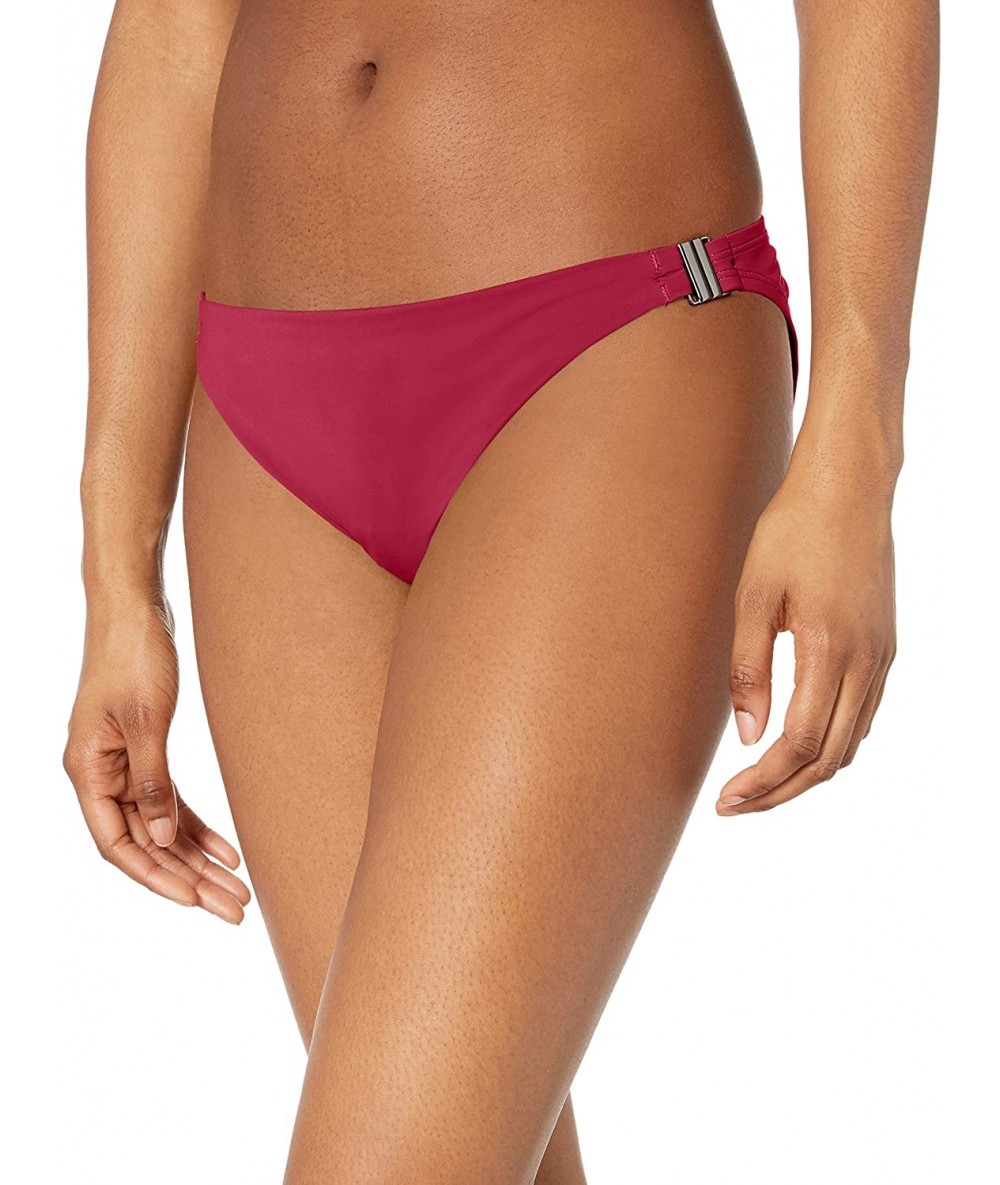 Tankinis Women's Side Buckle Hipster Bikini Swimsuit Bottom - Hot Fuchsia - CJ18ZMLZO3D $21.36