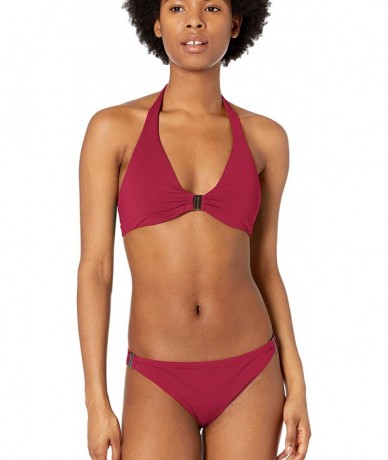 Tankinis Women's Side Buckle Hipster Bikini Swimsuit Bottom - Hot Fuchsia - CJ18ZMLZO3D $21.36