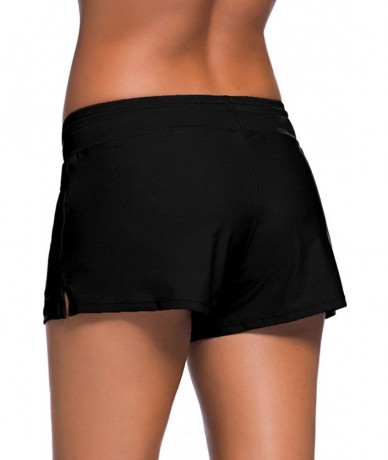 Board Shorts Women Swim Shorts Board Shorts Women's Swimwear Tankini Bottom - Solid Black - CF18ETZE3CD $33.29