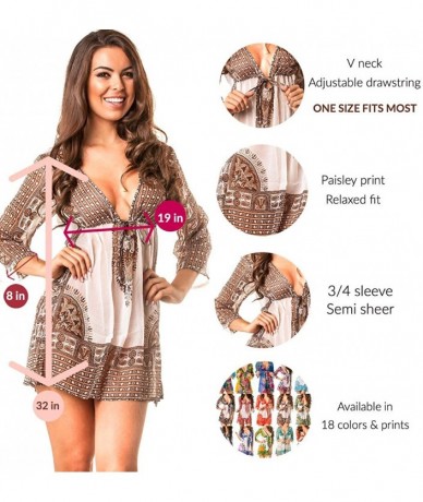 Cover-Ups Women Swimsuit Beach Coverups Bikini Coverup Paisley Dress Coqueta Swimwear - Orange - CT11IYI2KSH $36.29