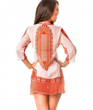 Cover-Ups Women Swimsuit Beach Coverups Bikini Coverup Paisley Dress Coqueta Swimwear - Orange - CT11IYI2KSH $36.29