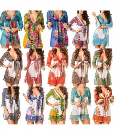 Cover-Ups Women Swimsuit Beach Coverups Bikini Coverup Paisley Dress Coqueta Swimwear - Orange - CT11IYI2KSH $36.29