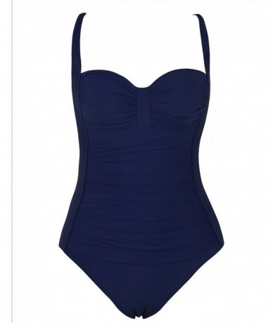 One-Pieces Women One Piece Swimsuit Ruched Modest Tummy Control Swimwear - Navy - C818GLI7UQH $46.76