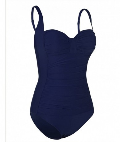 One-Pieces Women One Piece Swimsuit Ruched Modest Tummy Control Swimwear - Navy - C818GLI7UQH $46.76