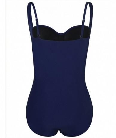 One-Pieces Women One Piece Swimsuit Ruched Modest Tummy Control Swimwear - Navy - C818GLI7UQH $46.76