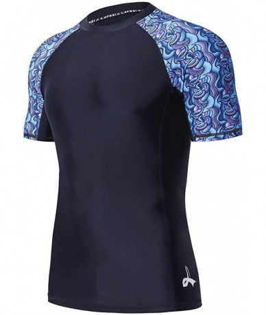 Rash Guards Men's Long Sleeve UPF 50+ Baselayer Skins Performance Fit Compression Rash Guard-CLY02D - Swirl - CW18IIAQM6L $34.42